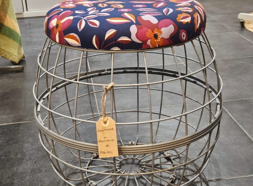 atelier relooking meubles fabriquer pouf diy rond en tissu saint etienne